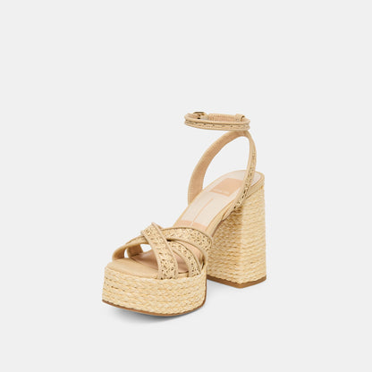 Danila Lt Natural Cross Hatch Raffia Heels - Dolce Vita