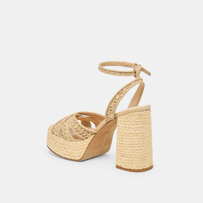 Danila Lt Natural Cross Hatch Raffia Heels - Dolce Vita