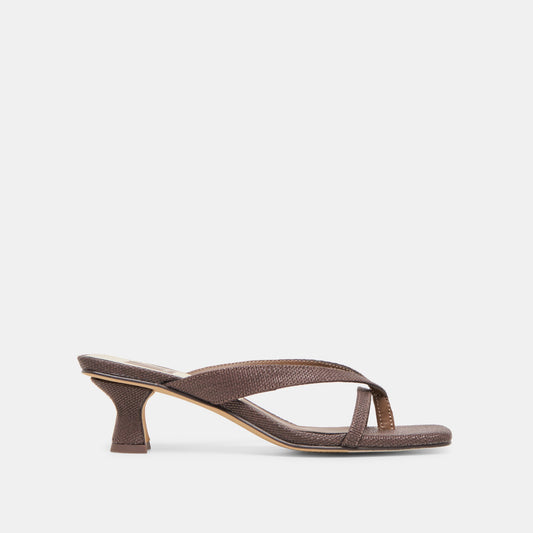 Brevel Chocolate Raffia Heels - Dolce Vita