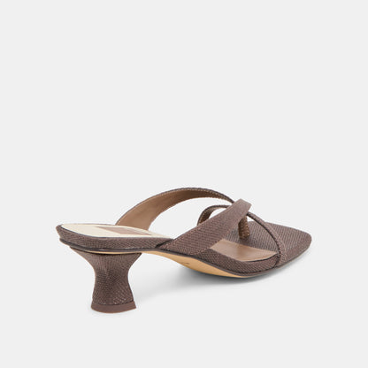 Brevel Chocolate Raffia Heels - Dolce Vita