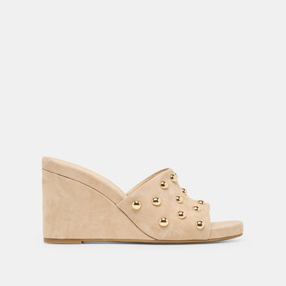 Holta Stud Camel Suede Wedges - Dolce Vita