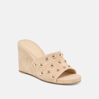 Holta Stud Camel Suede Wedges - Dolce Vita