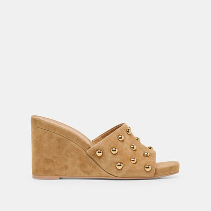 Holta Stud Lt Brown Suede Wedges - Dolce Vita