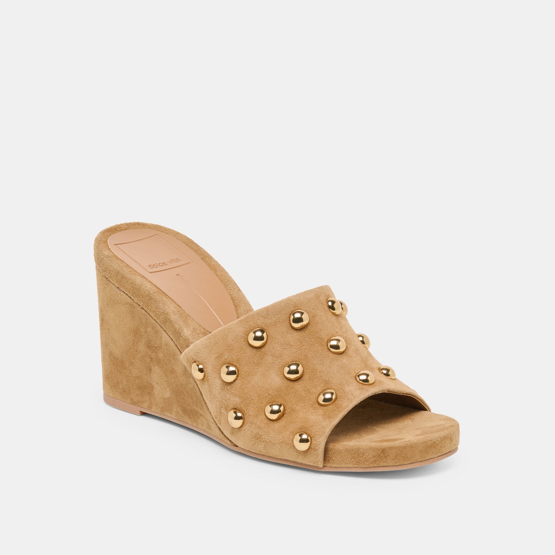 Holta Stud Lt Brown Suede Wedges - Dolce Vita