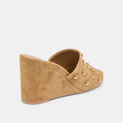 Holta Stud Lt Brown Suede Wedges - Dolce Vita