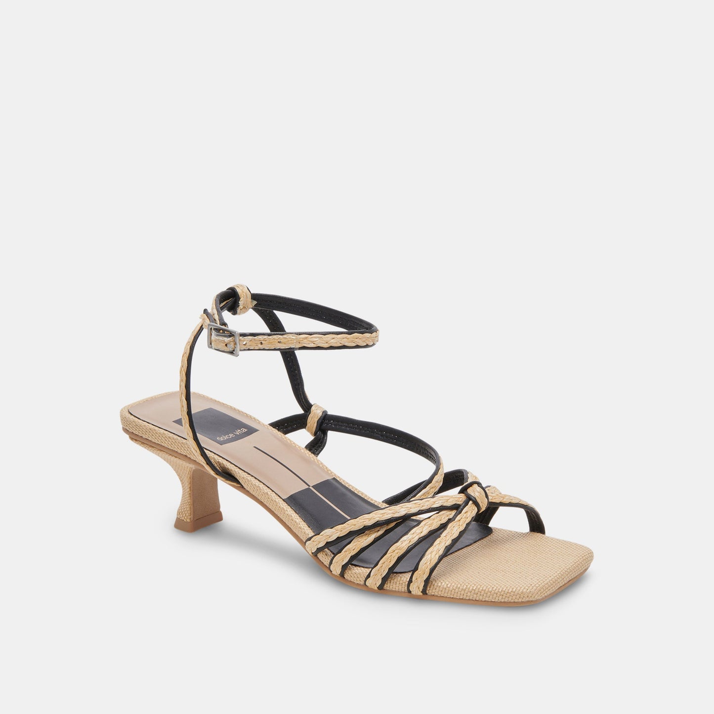BEV BRAID WIDE HEELS BLACK NATURAL JUTE - Dolce Vita