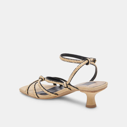 BEV BRAID WIDE HEELS BLACK NATURAL JUTE - Dolce Vita