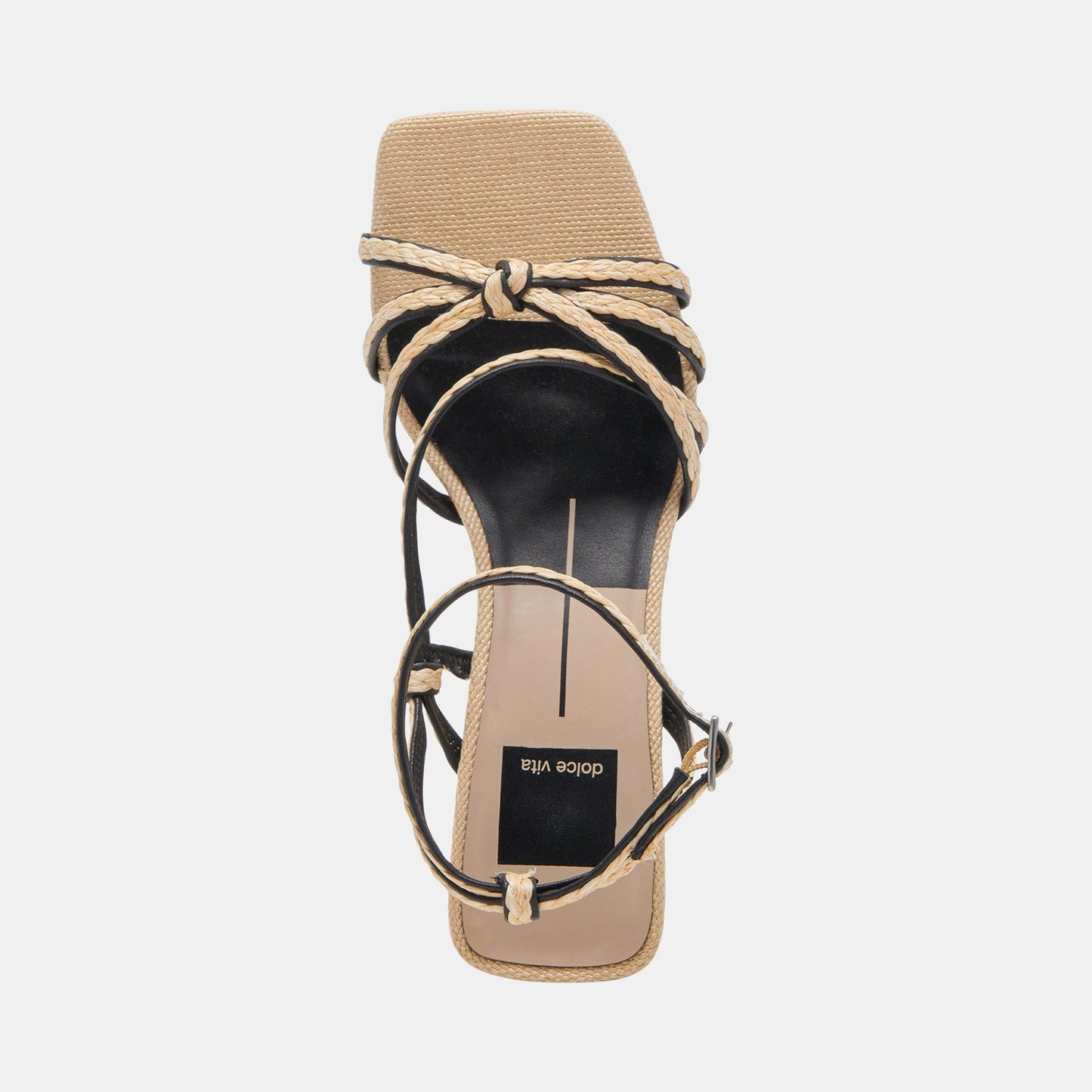 BEV BRAID WIDE HEELS BLACK NATURAL JUTE - Dolce Vita