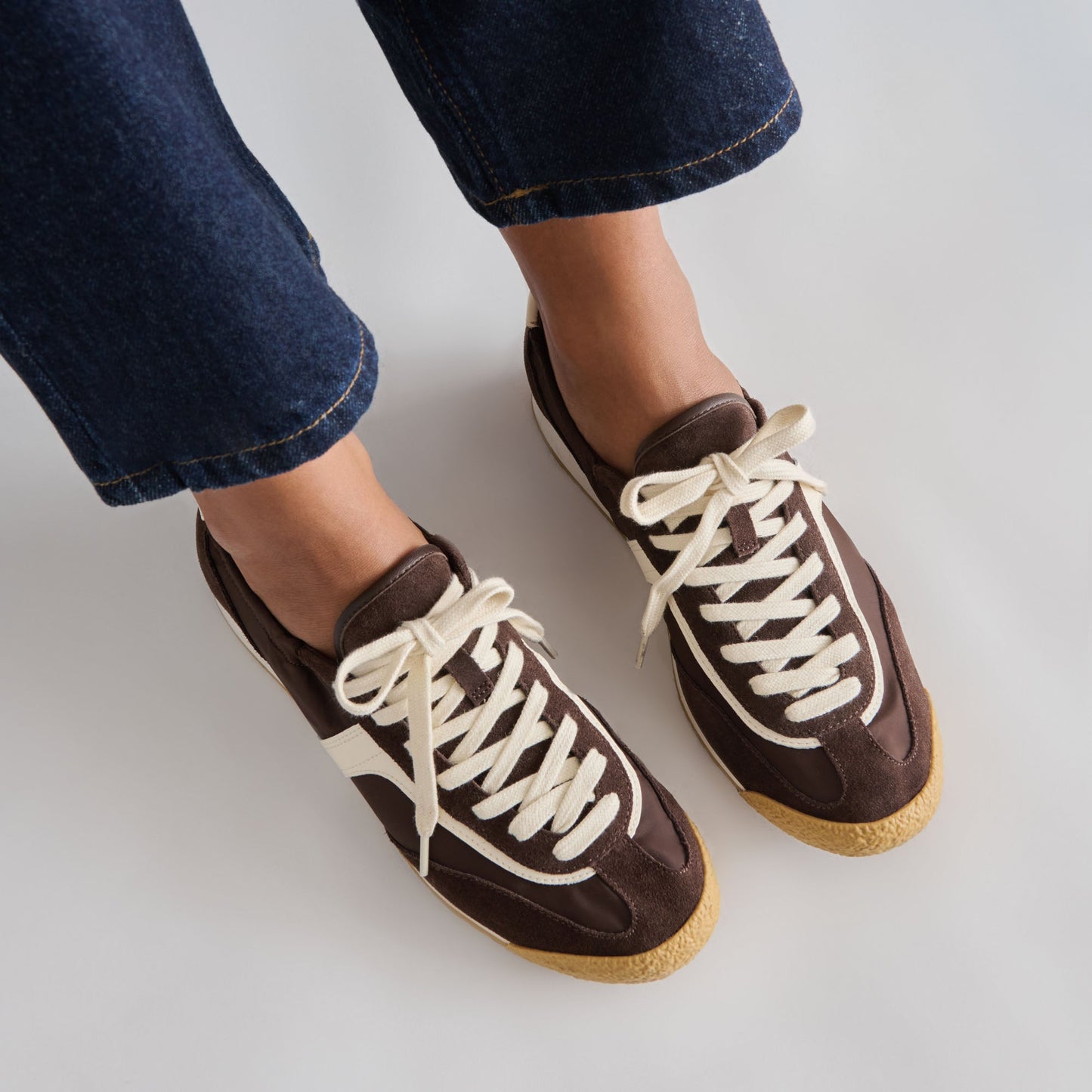 Sariya Dk Brown Nylon Sneakers - Dolce Vita