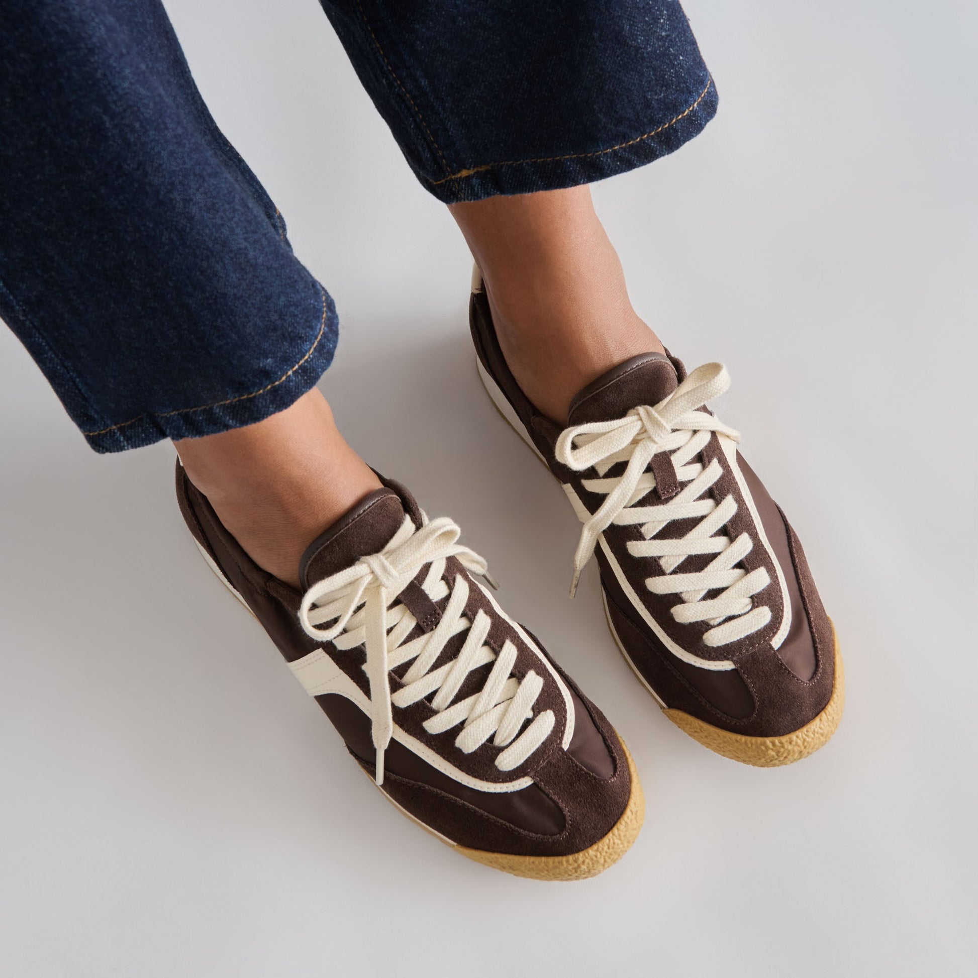 Sariya Dk Brown Nylon Sneakers - Dolce Vita