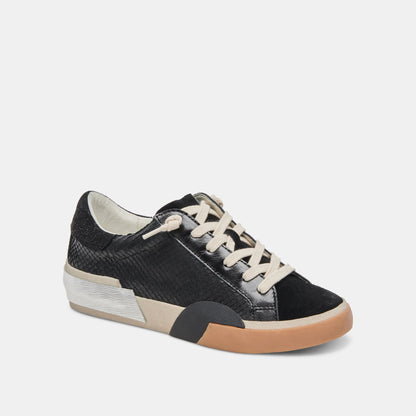 Zina Sneakers Onyx Embossed Leather - Dolce Vita