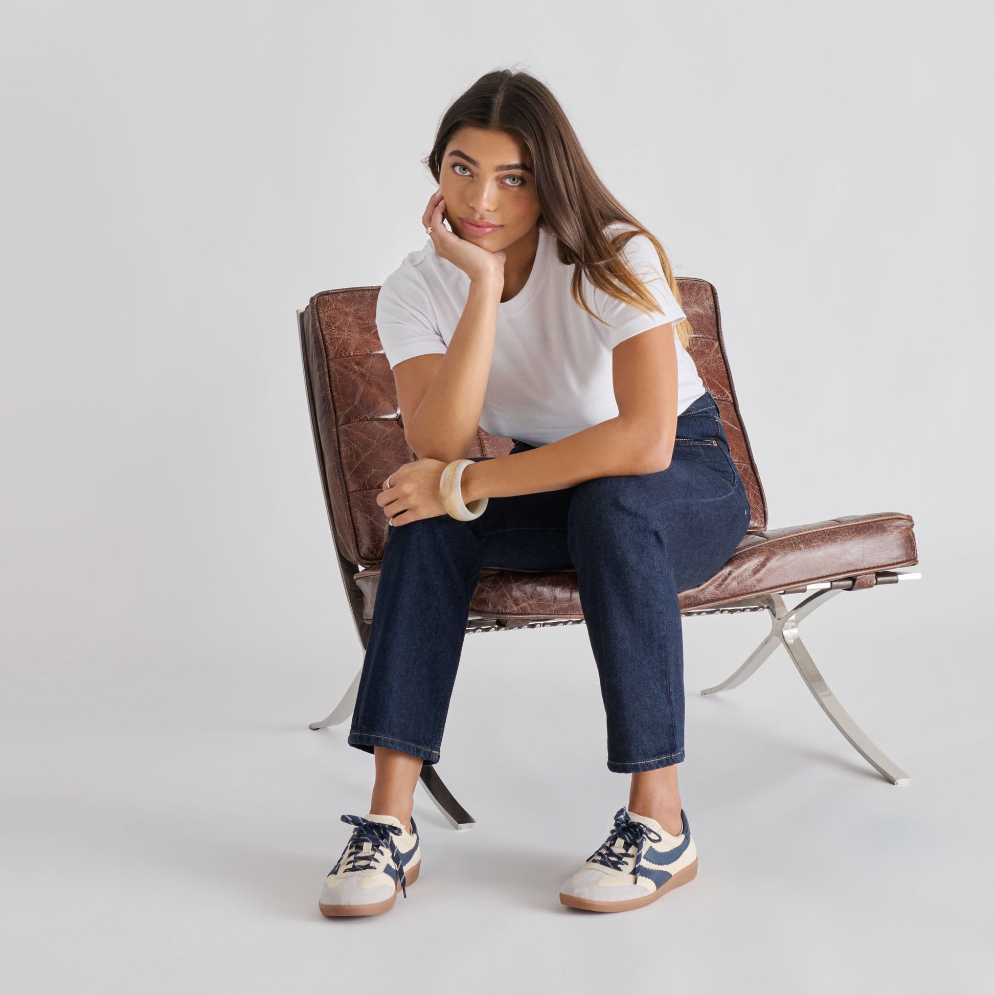 Merit White Navy Leather Sneakers - Dolce Vita