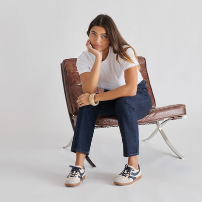 Merit White Navy Leather Sneakers - Dolce Vita