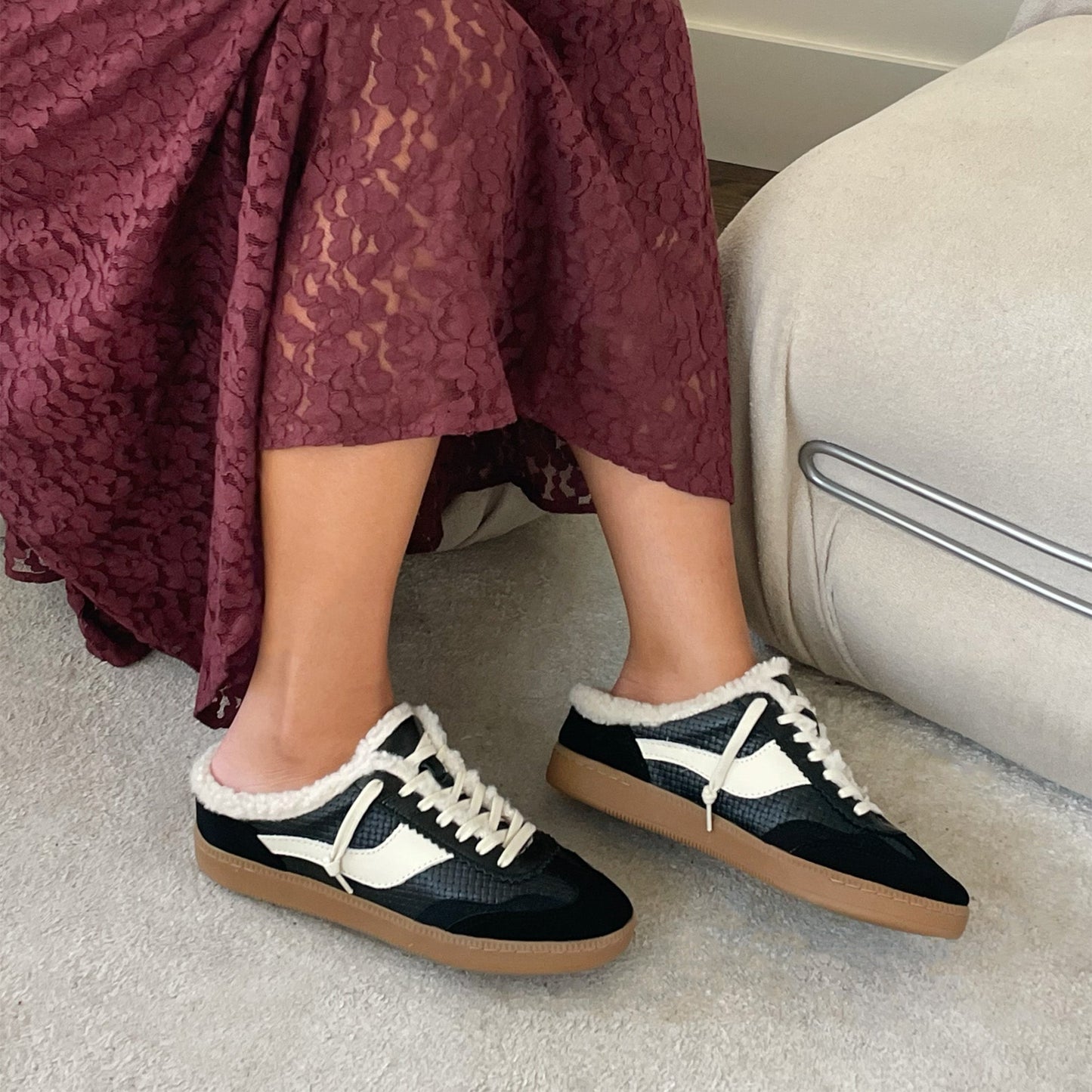 Notice Slide Plush Black Woven Leather Sneakers - Dolce Vita