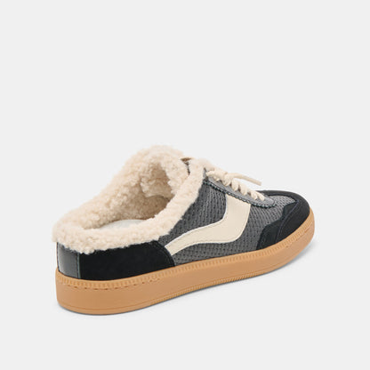 Notice Slide Plush Black Woven Leather Sneakers - Dolce Vita