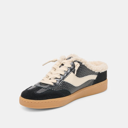 Notice Slide Plush Black Woven Leather Sneakers - Dolce Vita