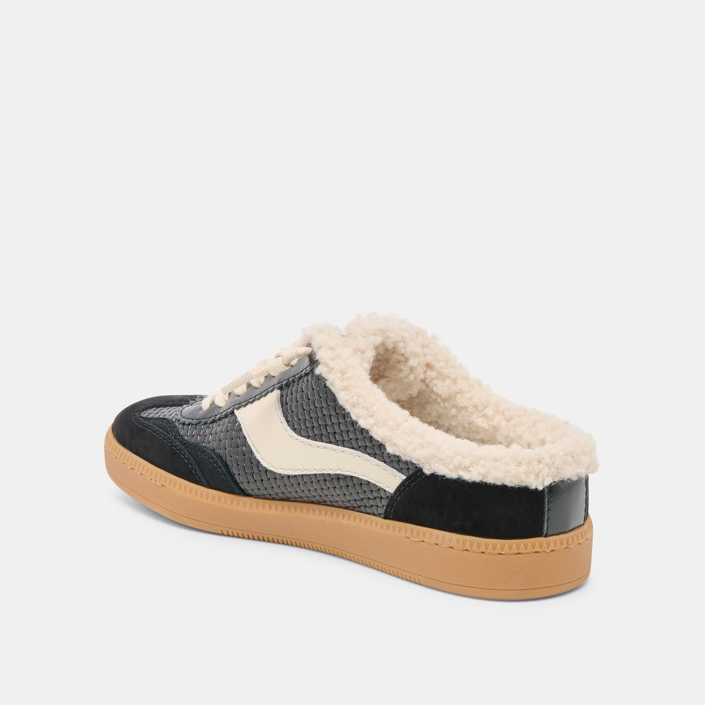 Notice Slide Plush Black Woven Leather Sneakers - Dolce Vita