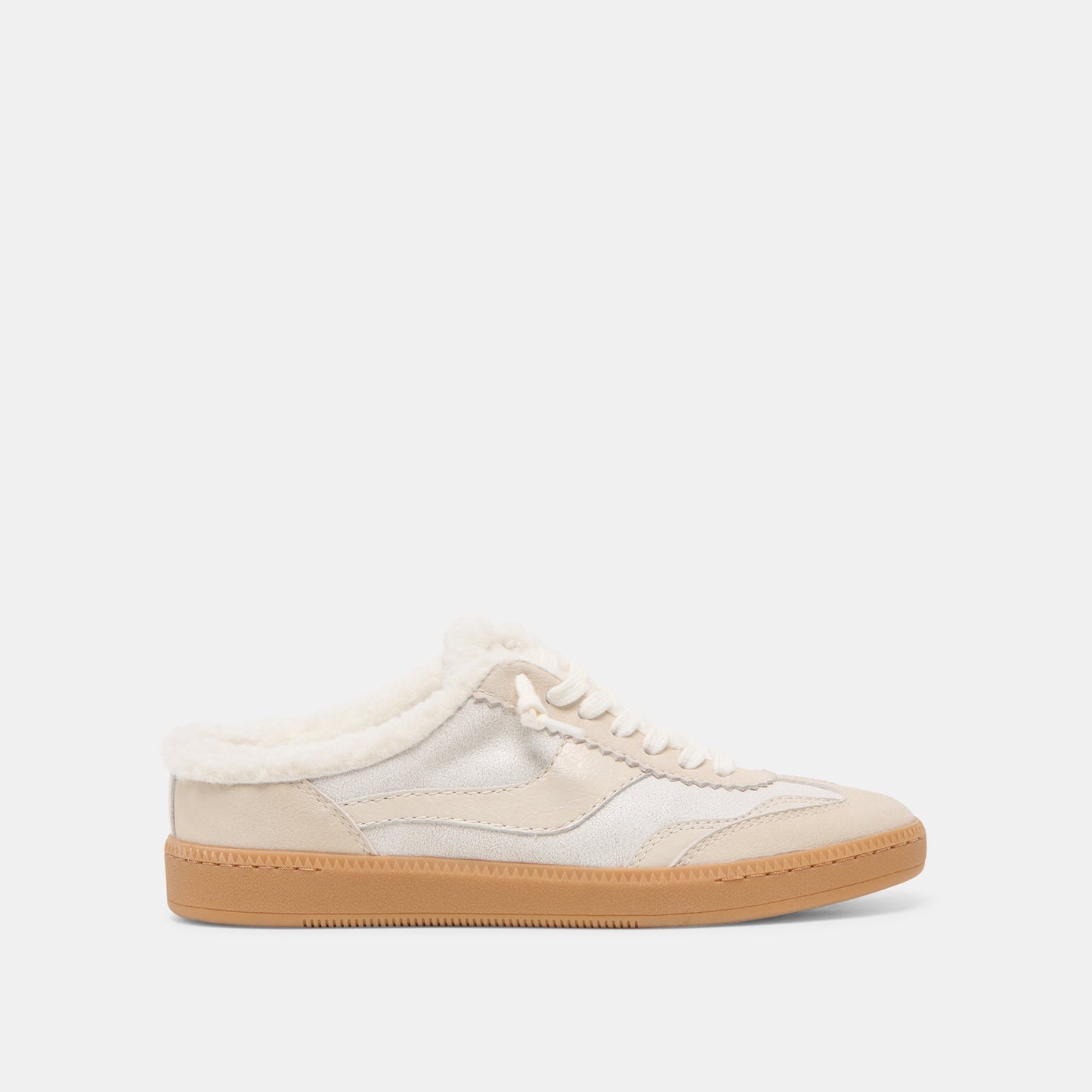 Notice Slide Plush Off White Crackled Leather Sneakers - Dolce Vita