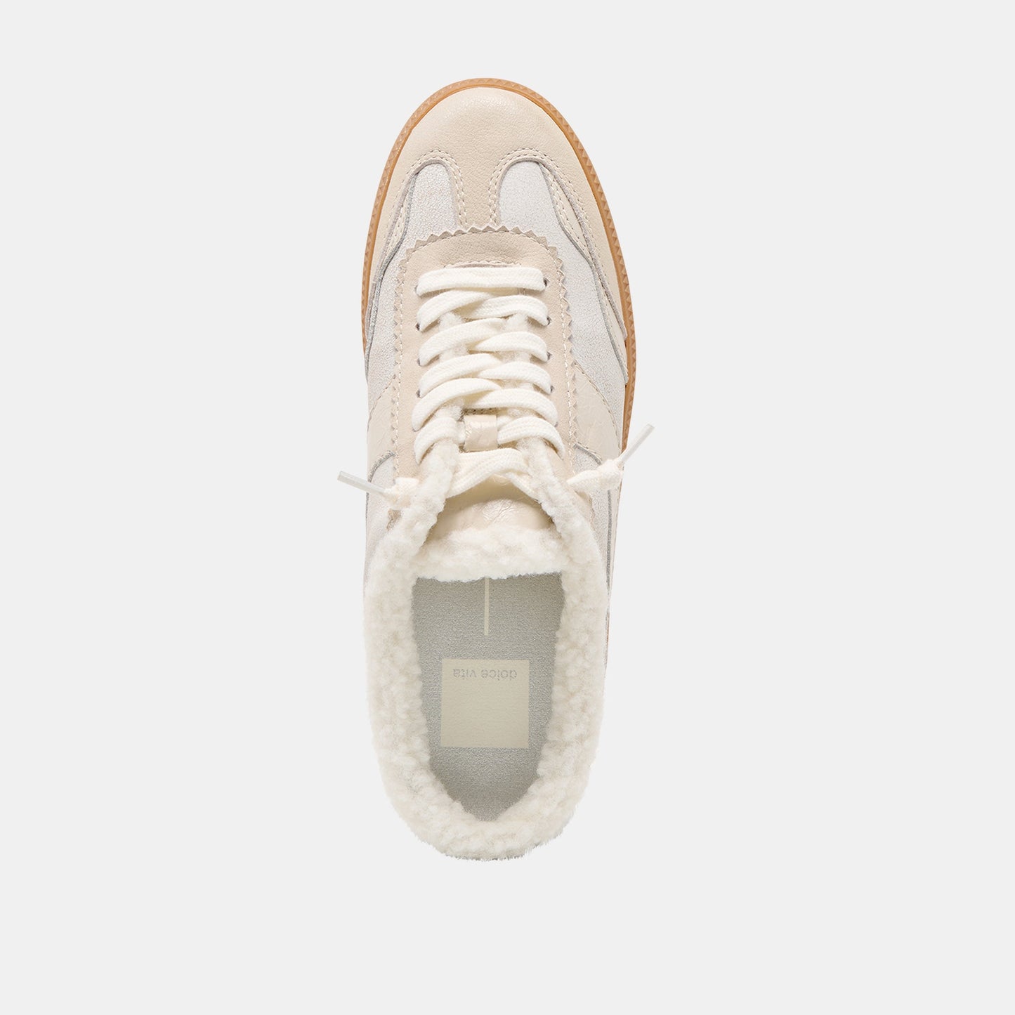 Notice Slide Plush Off White Crackled Leather Sneakers - Dolce Vita