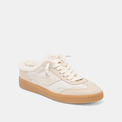 Notice Slide Plush Off White Crackled Leather Sneakers - Dolce Vita
