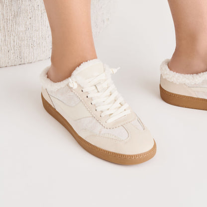 Notice Slide Plush Off White Crackled Leather Sneakers - Dolce Vita