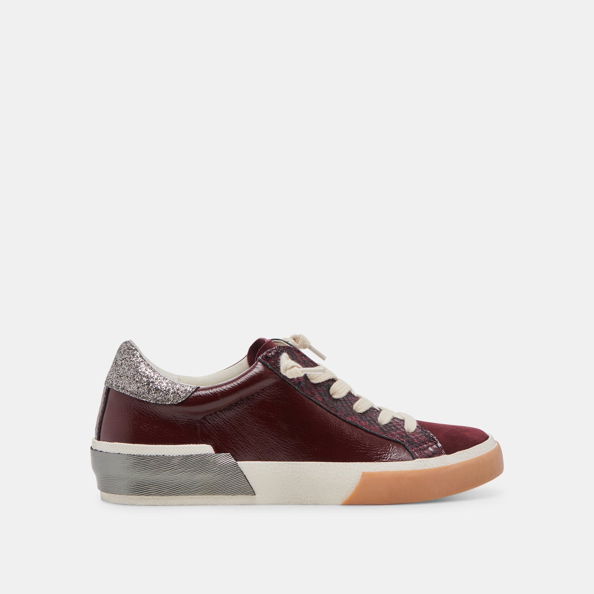 ZINA SNEAKERS BURGUNDY CRINKLE PATENT - Dolce Vita