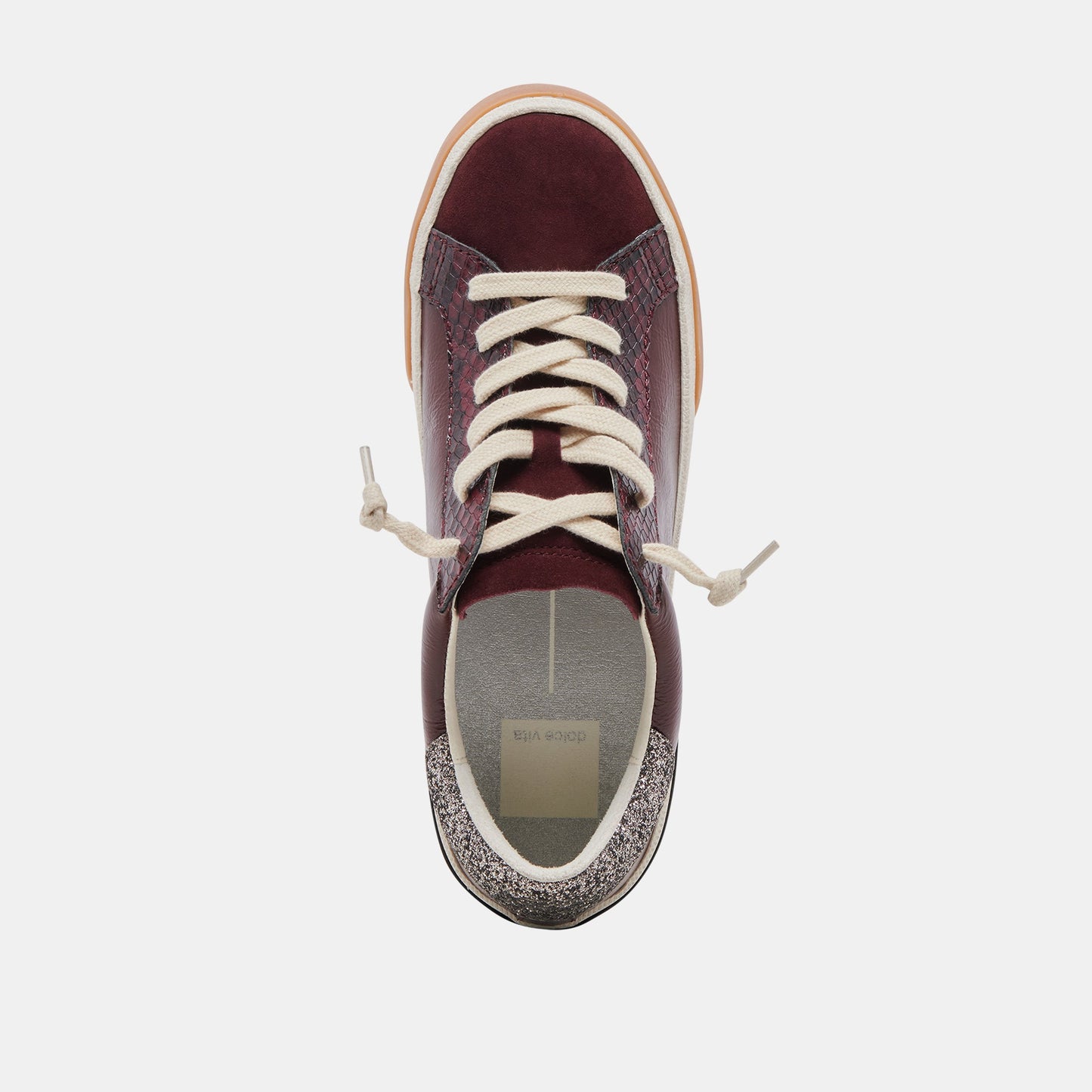 ZINA SNEAKERS BURGUNDY CRINKLE PATENT - Dolce Vita