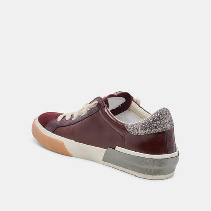 ZINA SNEAKERS BURGUNDY CRINKLE PATENT - Dolce Vita
