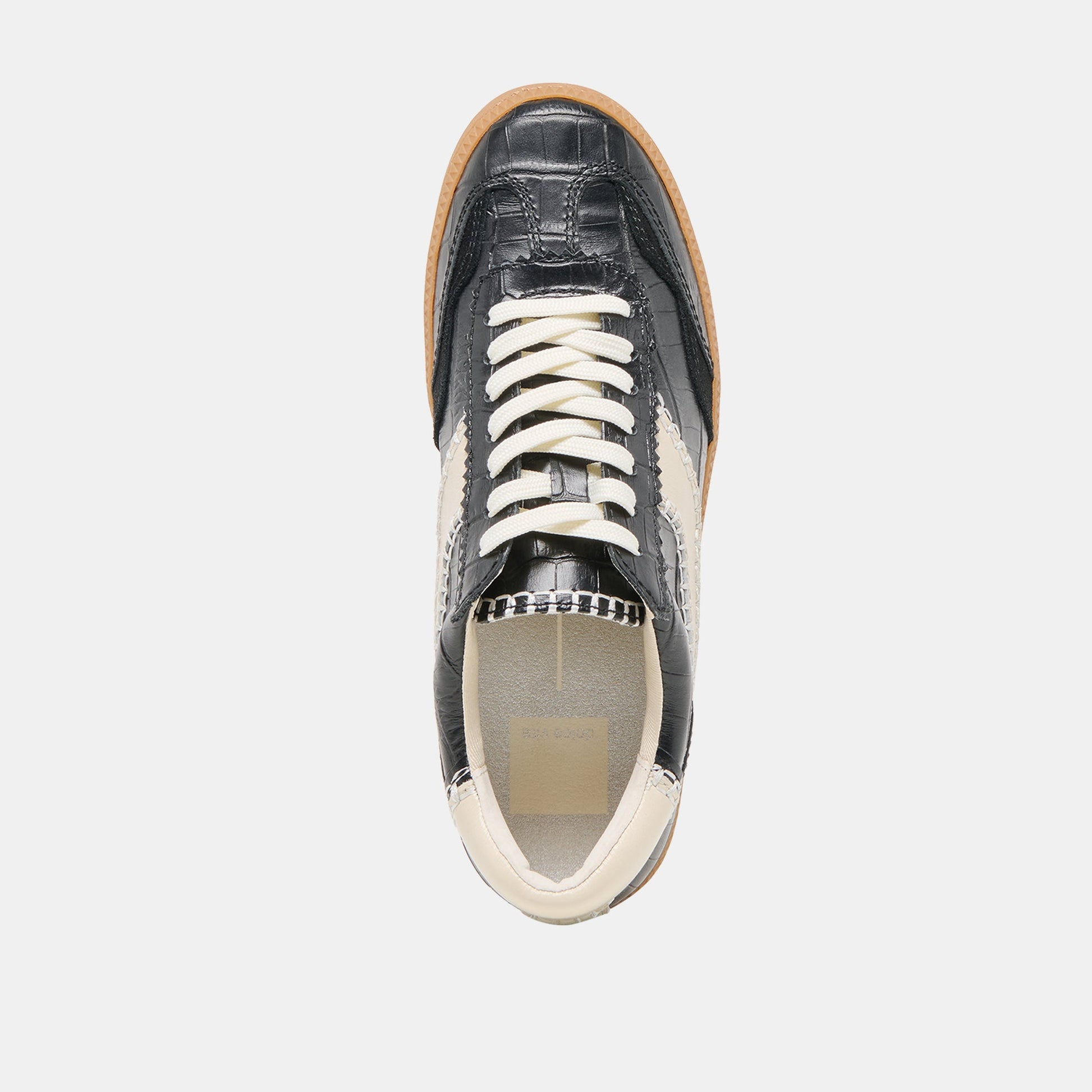 NOTICE STITCH SNEAKERS NOIR CROCO EMBOSSED LEATHER - Dolce Vita