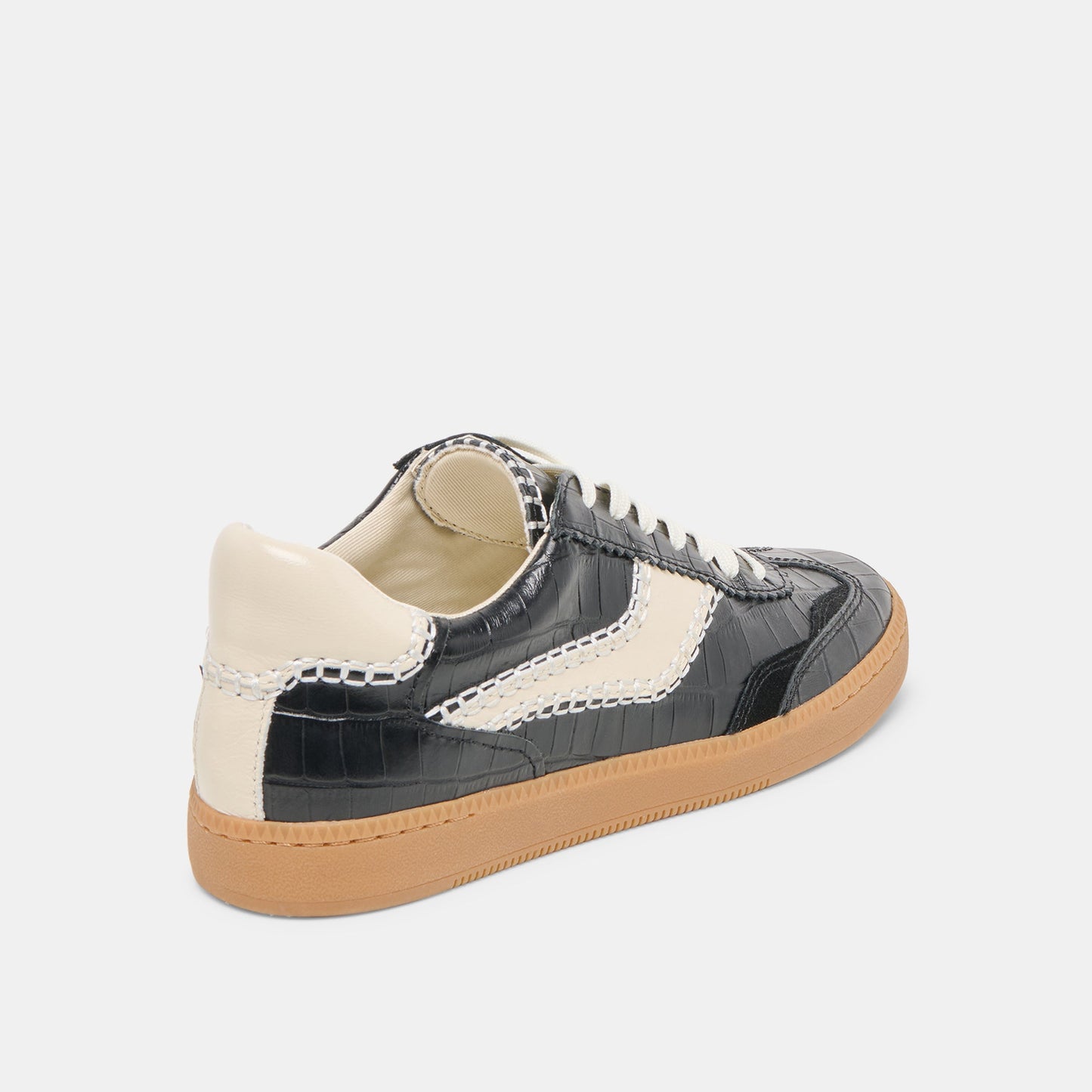 NOTICE STITCH SNEAKERS NOIR CROCO EMBOSSED LEATHER - Dolce Vita