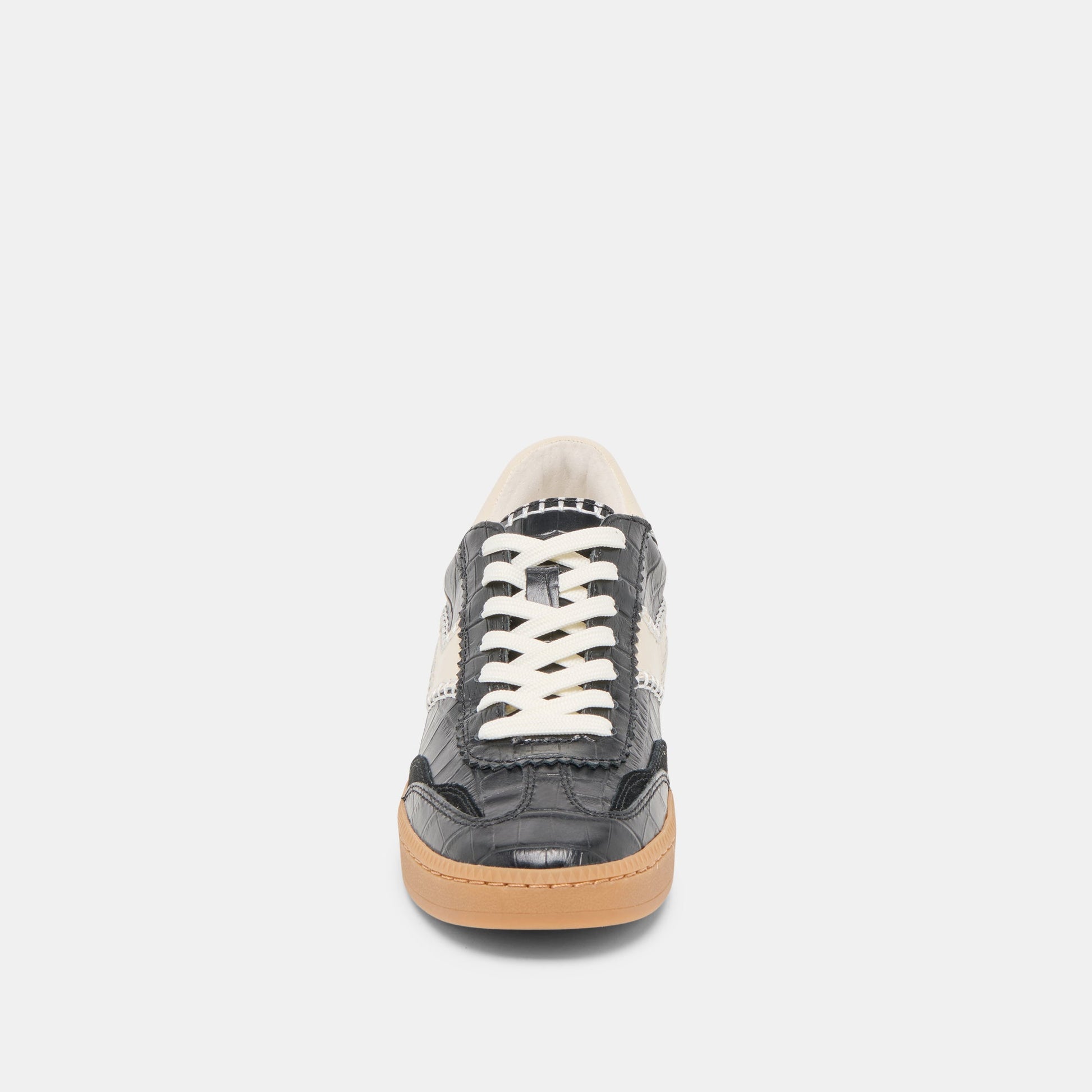 NOTICE STITCH SNEAKERS NOIR CROCO EMBOSSED LEATHER - Dolce Vita