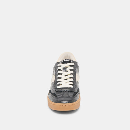 NOTICE STITCH SNEAKERS NOIR CROCO EMBOSSED LEATHER - Dolce Vita