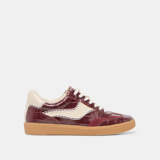 NOTICE STITCH SNEAKERS OXBLOOD CROCO EMBOSSED LEATHER - Dolce Vita