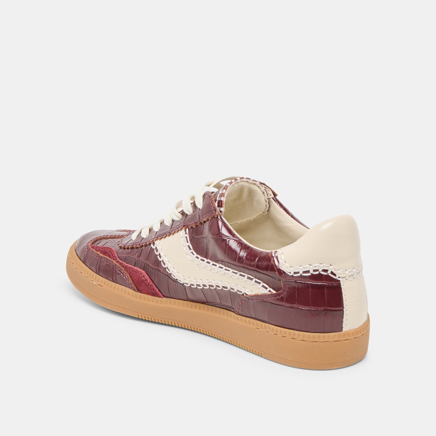 NOTICE STITCH SNEAKERS OXBLOOD CROCO EMBOSSED LEATHER - Dolce Vita