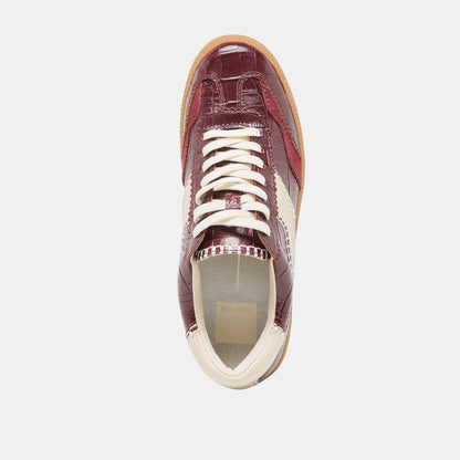 NOTICE STITCH SNEAKERS OXBLOOD CROCO EMBOSSED LEATHER - Dolce Vita