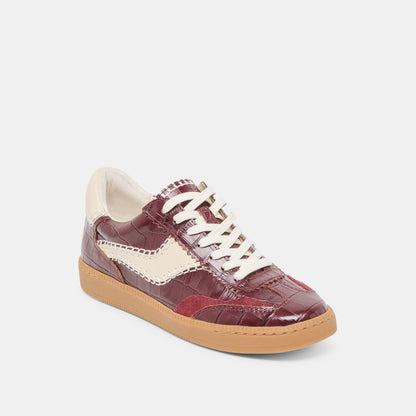 NOTICE STITCH SNEAKERS OXBLOOD CROCO EMBOSSED LEATHER - Dolce Vita