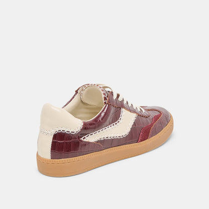 NOTICE STITCH SNEAKERS OXBLOOD CROCO EMBOSSED LEATHER - Dolce Vita