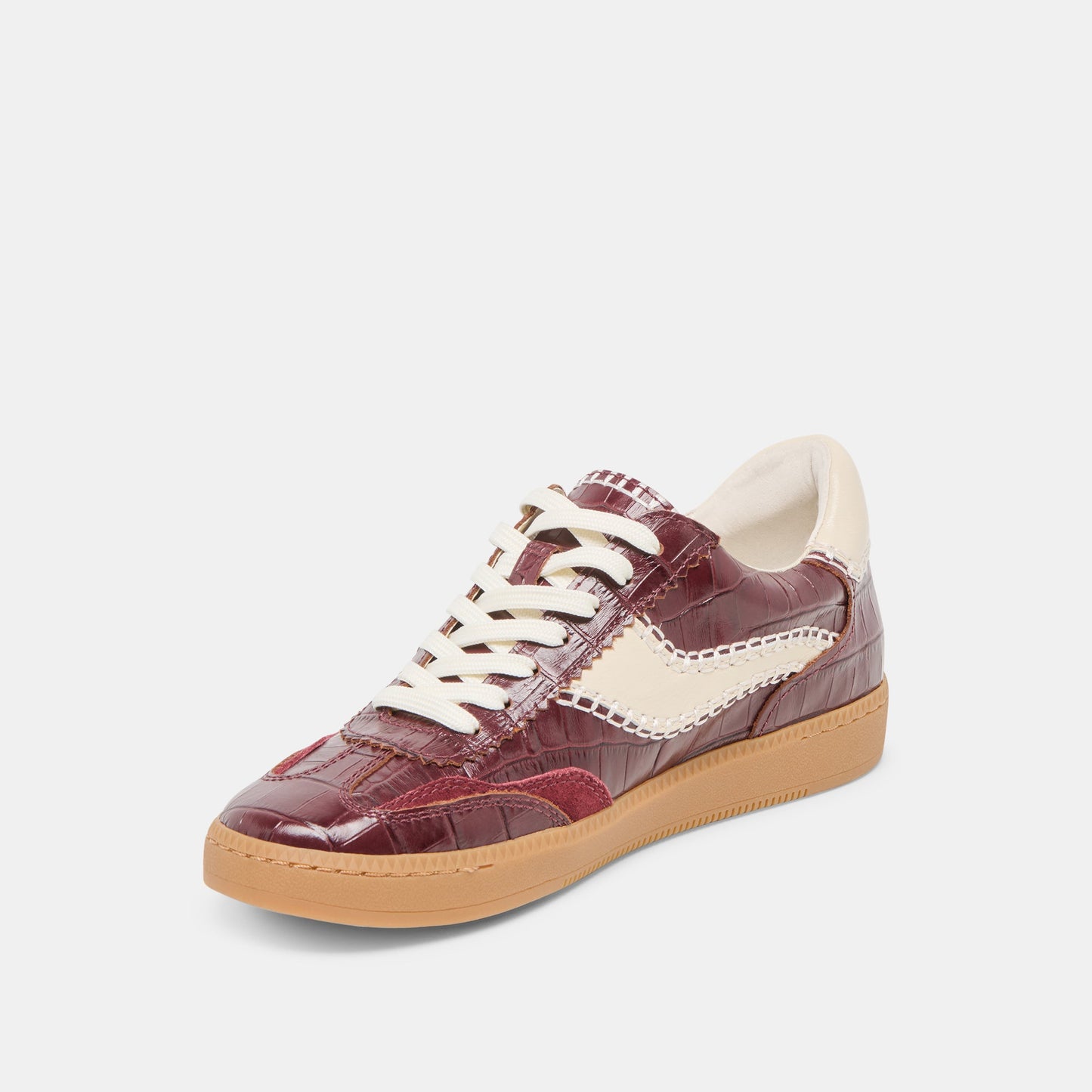 NOTICE STITCH SNEAKERS OXBLOOD CROCO EMBOSSED LEATHER - Dolce Vita