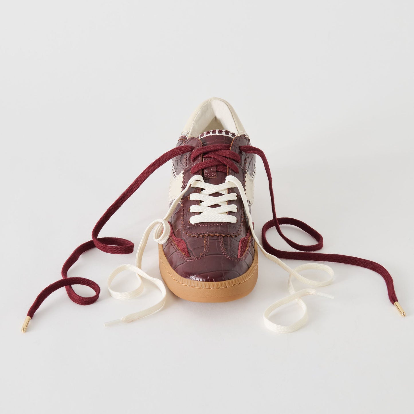 NOTICE STITCH SNEAKERS OXBLOOD CROCO EMBOSSED LEATHER - Dolce Vita