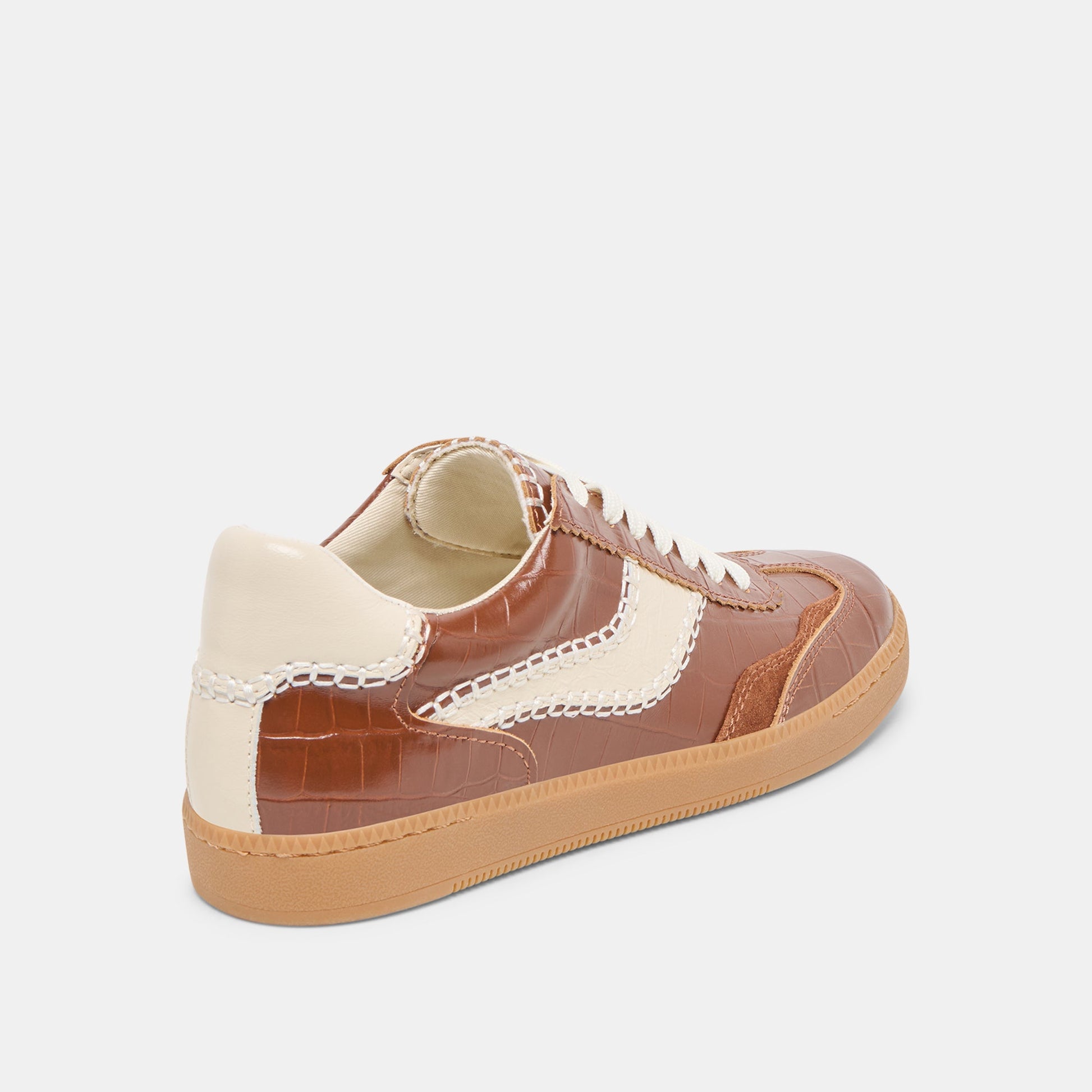 NOTICE STITCH SNEAKERS COGNAC CROCO EMBOSSED LEATHER - Dolce Vita