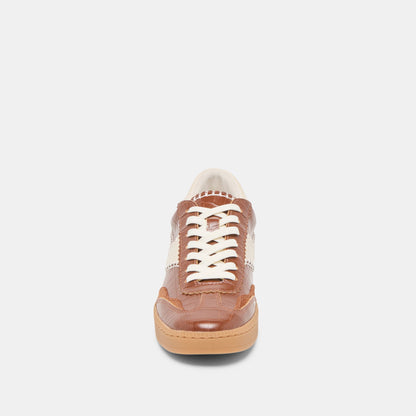 NOTICE STITCH SNEAKERS COGNAC CROCO EMBOSSED LEATHER - Dolce Vita