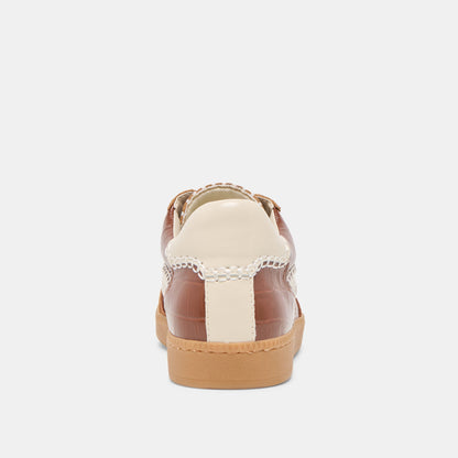 NOTICE STITCH SNEAKERS COGNAC CROCO EMBOSSED LEATHER - Dolce Vita