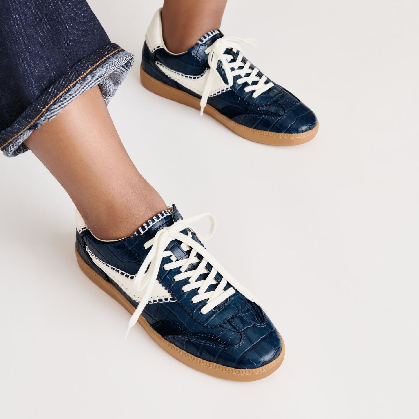NOTICE STITCH SNEAKERS INK CROCO EMBOSSED LEATHER - Dolce Vita