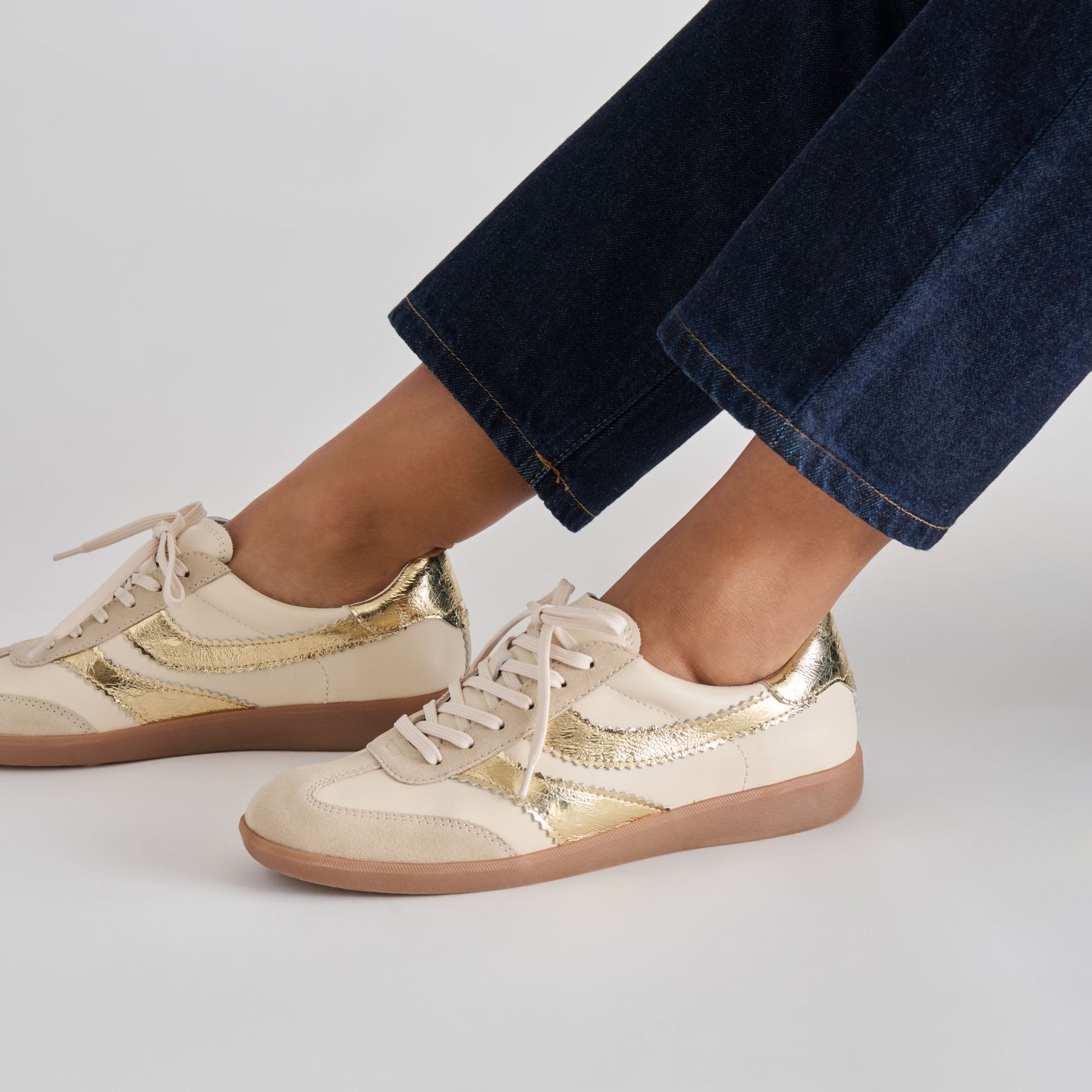 Merit White Gold Leather Sneakers - Dolce Vita