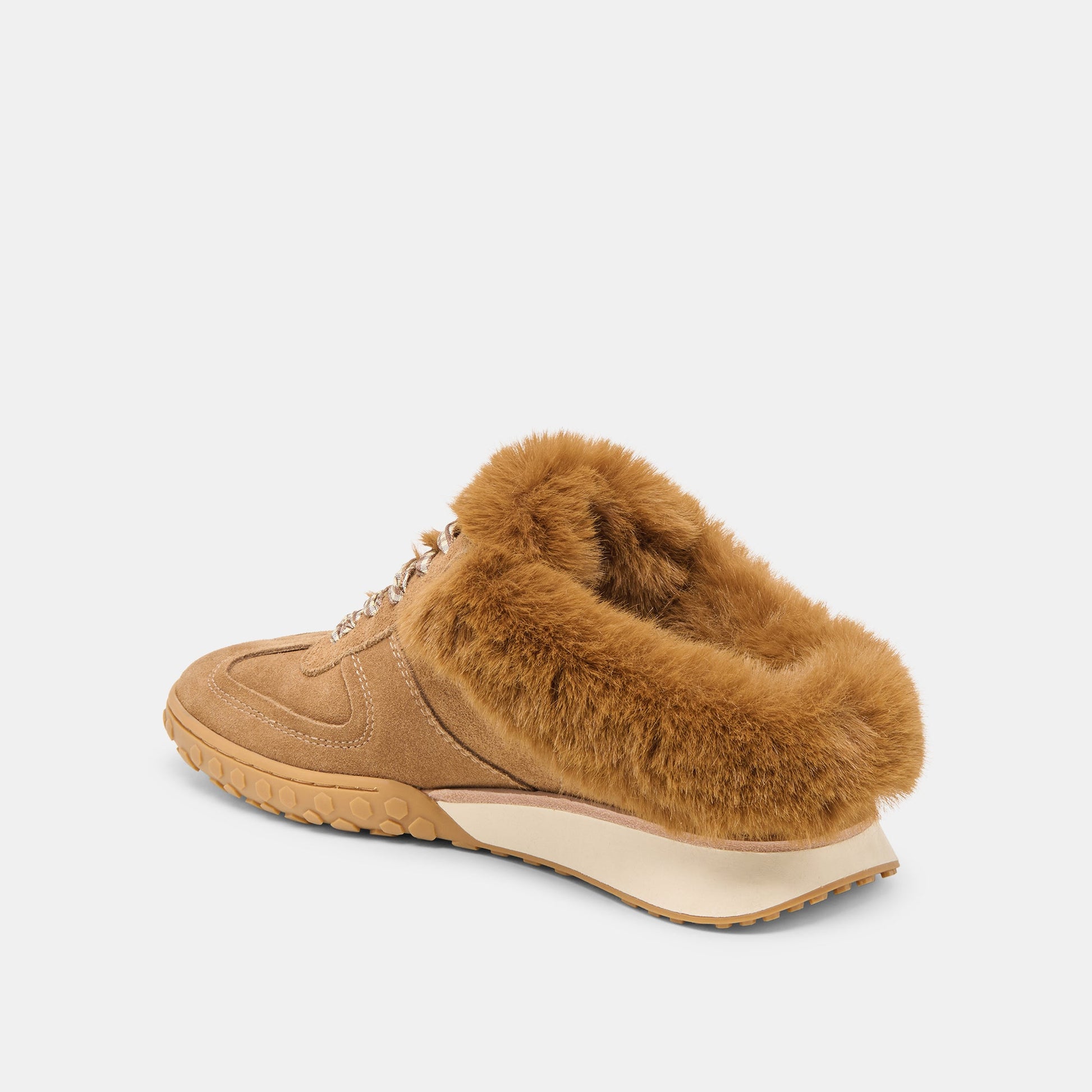 Izzey Plush Lt Brown Suede Sneakers - Dolce Vita