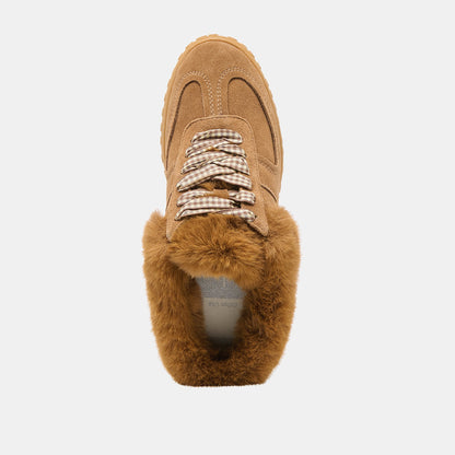 Izzey Plush Lt Brown Suede Sneakers - Dolce Vita