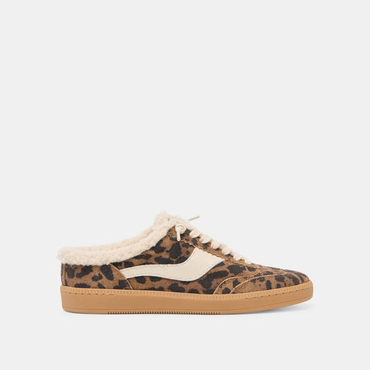 Notice Slide Plush Brown Leopard Printed Suede Sneakers - Dolce Vita