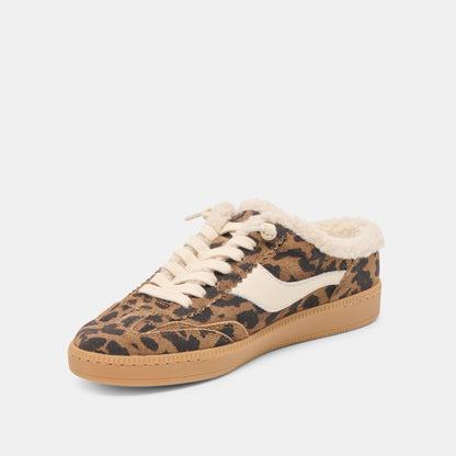 Notice Slide Plush Brown Leopard Printed Suede Sneakers - Dolce Vita