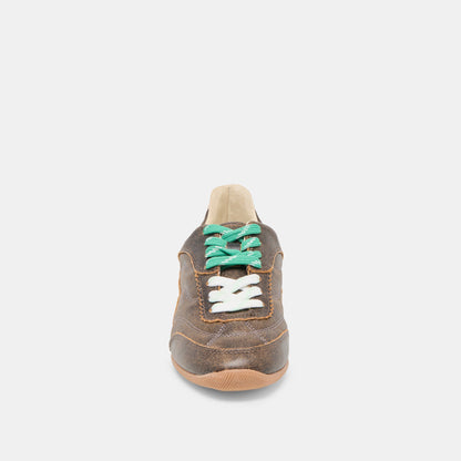 Laini Brown Distressed Leather Sneakers - Dolce Vita