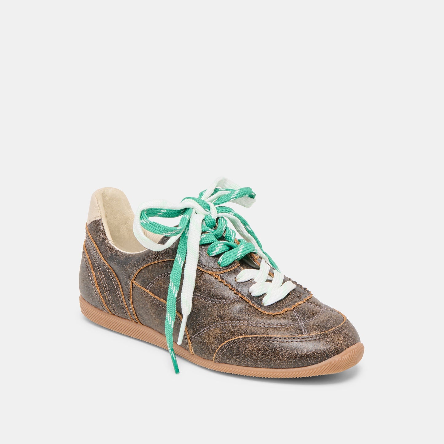 Laini Brown Distressed Leather Sneakers - Dolce Vita
